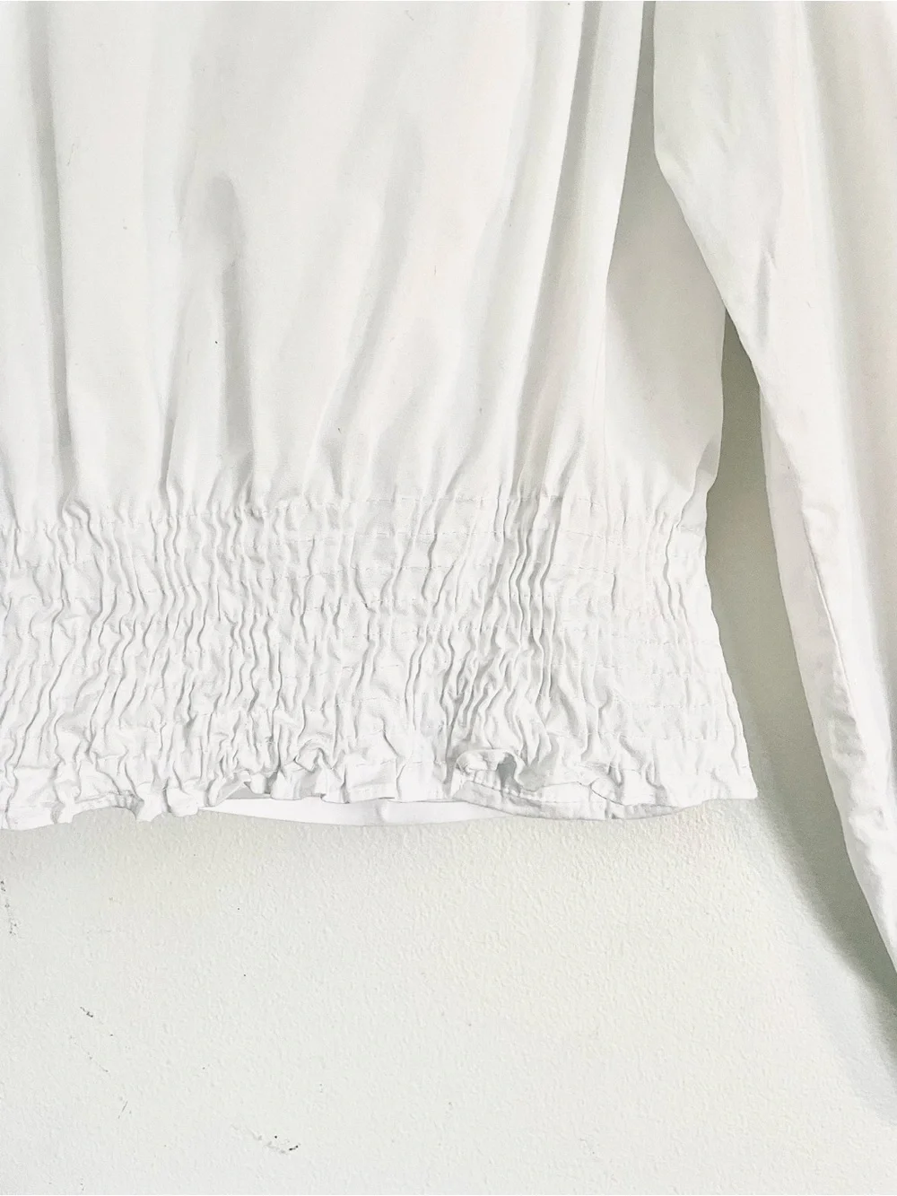Zara Pleated Poplin Crop Blouse in White Size M EUC